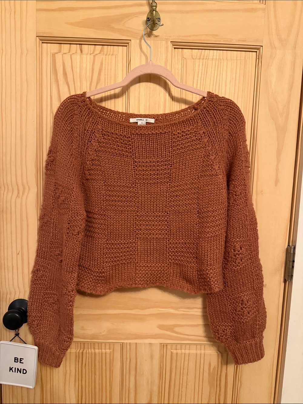 O'Neill Cropped Chunky Knit Sweater in Rust